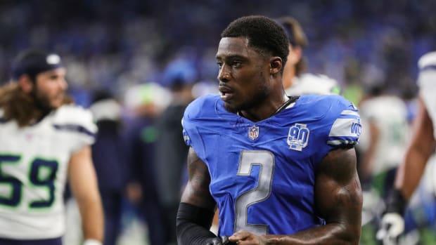 Gardner-Johnson after the Lions' 37-31 overtime loss to the Seahawks on Sept. 17, 2023.